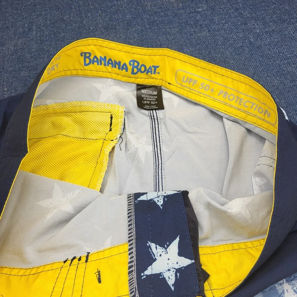 Banana Boat Men Board Shorts Medium Patriotic American Flag Stars Stripes UPF 50